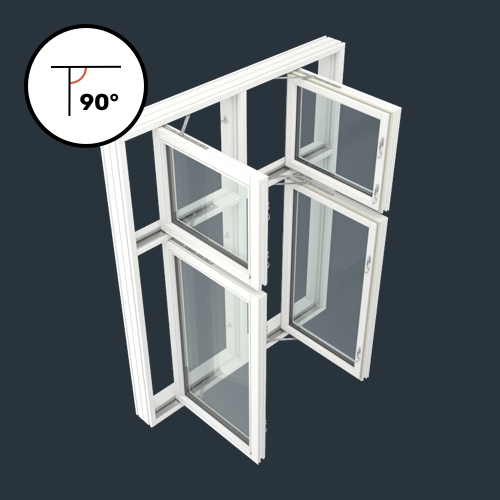 4Teilige Dänische Fenster mit 2x2 Glasflächen oben und