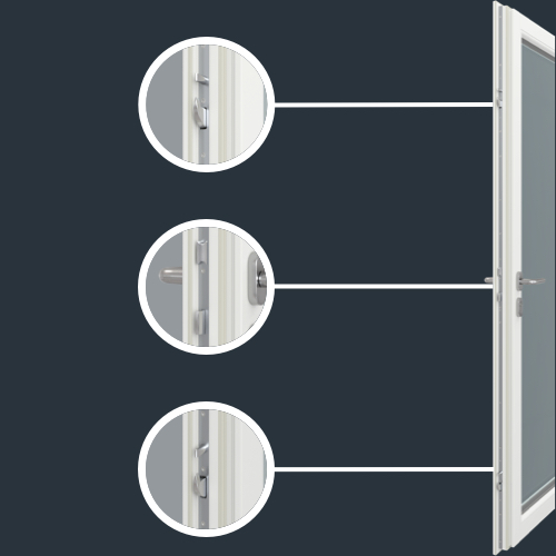 Nebeneingangstür mit 1x3 Füllungen Nebeneingangstür aus Kunststoff