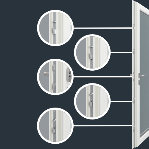 Nebeneingangstür mit 1x3 Füllungen Nebeneingangstür aus Kunststoff