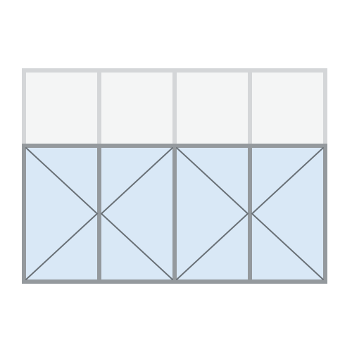 4Teilige Dänische Fenster mit 2x2 Glasflächen oben und